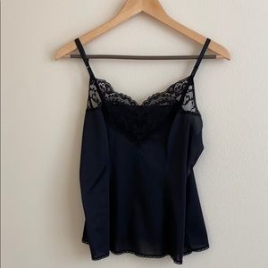 Silk black lace top